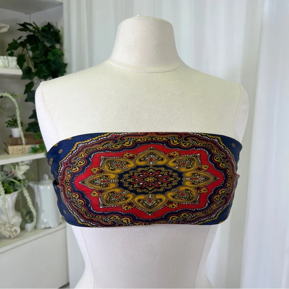 Vintage 90s Classic Tapestry Paisley Style Scarf Top - Picture 7 of 10
